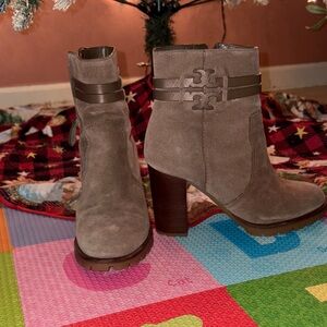 Tory Burch Women's Brown Suede Heeled Boots